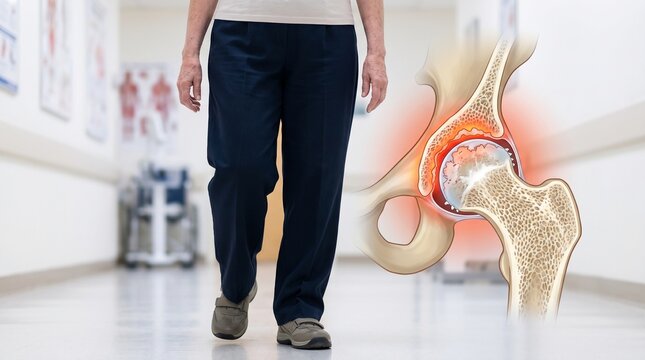Person Hip Pelvis Joint Pain Highlighted Black Pants Medical Concept