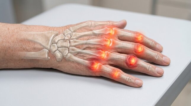 Finger Hand Arthritis Gout Inflammation Yellow Orange Highlight Medical