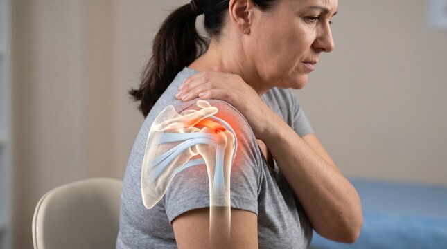 Person Shoulder Blade Back Pain Highlighted Medical Concept