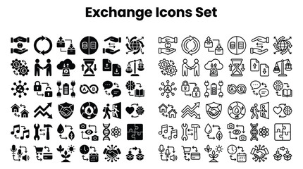 Obraz premium Collection of assorted exchange icons set for various uses displayed