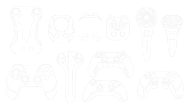 Video Game Controller Line Art Collection - Modern Gaming Input Devices