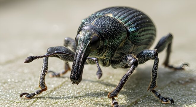 Macro shot of a weevil insect on textured surface