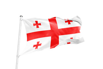 Georgia flag waving on pole isolated on transparent background © VuongTan