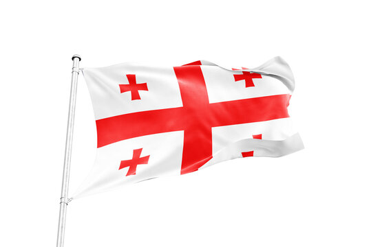 Georgia flag waving on pole isolated on transparent background