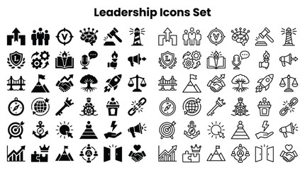 Fototapeta premium Business icons illustrate leadership development concepts and skills.