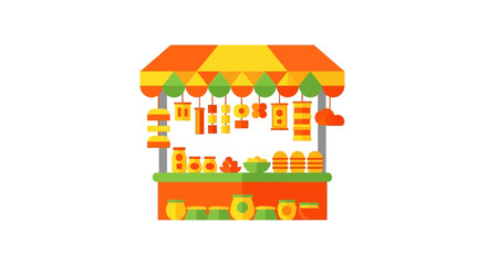 Naklejka premium Colorful Food Cart Illustration with Drinks.