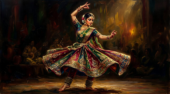 Kathak dancer oil painting