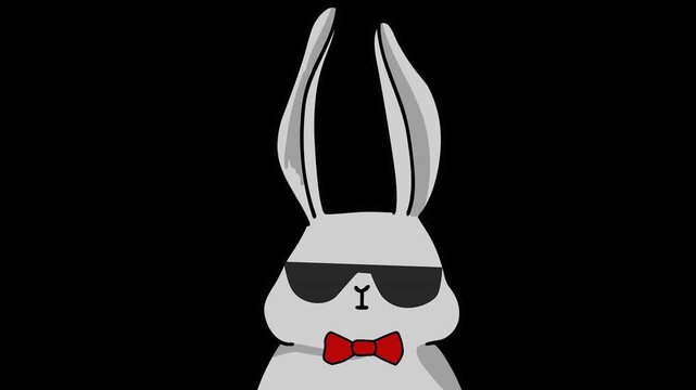 animated rabbit wearing sunglasses dancing head