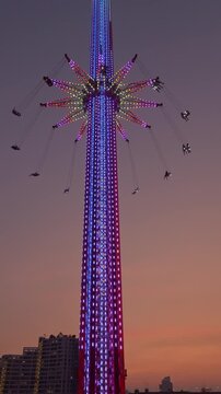 Asiatique Skyflyer Ride at Sunset in Bangkok Thailand