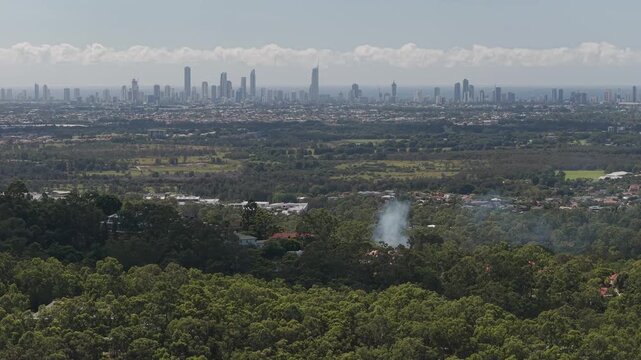 Overlooking Cityscape In Broadbeach And Surfers Paradise On The Gold Coast In Queensland, Australia. Aerial Drone Shot