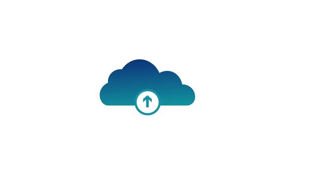 Cloud computing icon with ARROW sign, power in cloud network simple logotype animation