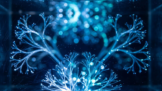 Macro Cross-Section Modern Futuristic Neural Network pathways connection