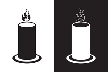 Obraz premium Candle Icon Vector, Burning Candle Flame Symbol