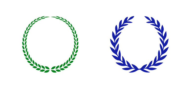 Laurel wreath icon and circular victory symbol vector isolated on transparent background