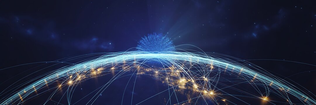 Global digital communication network across earth technology connection concept