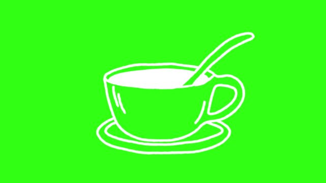 Minimalist drink in a cup with spoon animation 