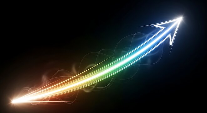 Colorful Arrow Trajectory Light Speed Concept.