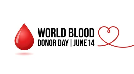Fototapeta premium World blood donor day awareness graphic with heart and blood drop