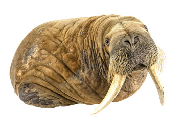 Obraz premium Walrus lying down isolated on transparent background PNG element