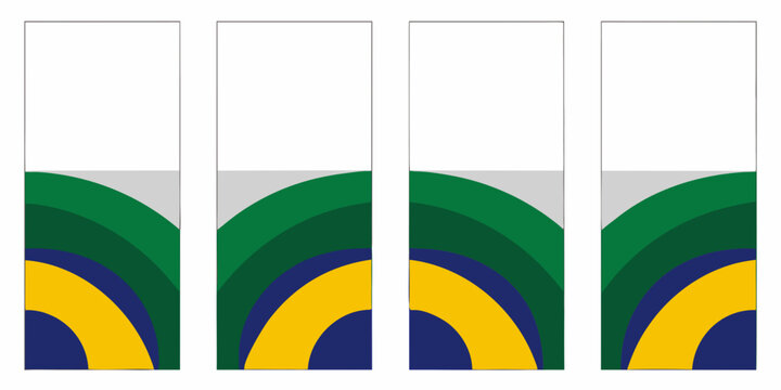 Brazilian flag inspired curved band pattern on white background