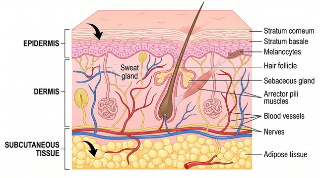 Human skin anatomy diagram