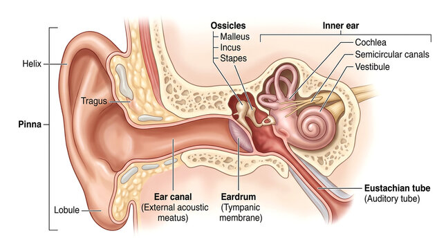 Human ear anatomy diagram