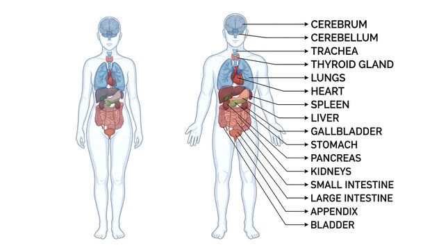 Human body organs diagram