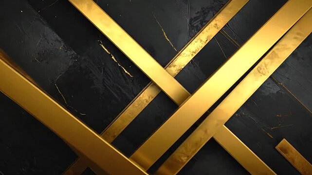 Abstract background with intersecting gold lines on dark stone texture