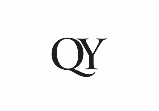 Black and white image with large, overlapping stylized text "QY" centered