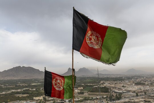 Afghan flags at Chil Zena ("Forty steps"), Kandahar, Afghanistan