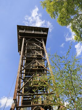 Lookout tower, museum tower on Hungerberg, former telegraph station, V&ouml;rden, Marienm&uuml;nster, North Rhine-Westphalia, Deutschland