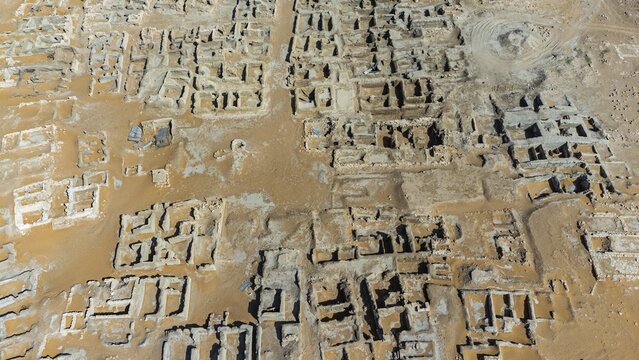 Aerial of Qaryat al-Faw capital of the first Kindah kingdom, Kingdom of Saudi Arabia