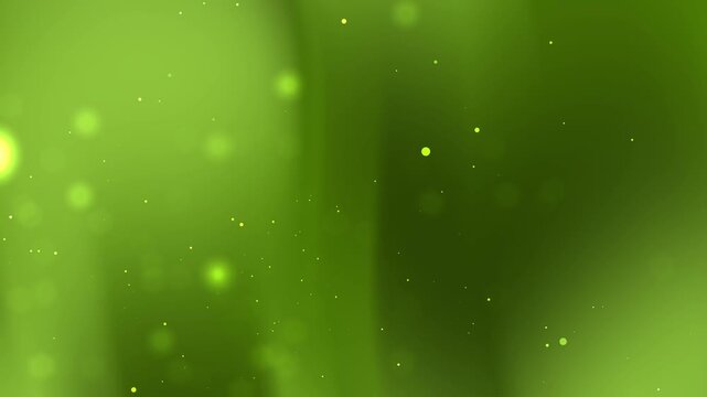 Bright yellow sun sphere green abstract motion background bokeh particles light soft glow