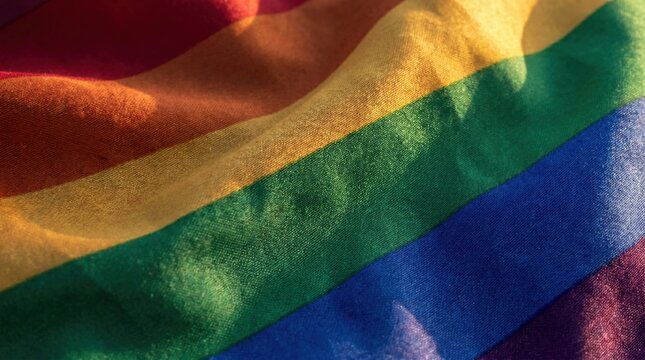 Macro Texture Rainbow Silk Flag in Golden Hour Sunlight