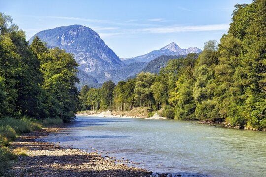 River landscape, Saalach, Piding, Germany