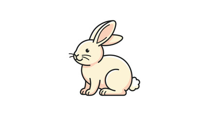 Fototapeta premium Cute cartoon rabbit isolated on white background, simple illustration, vector art.