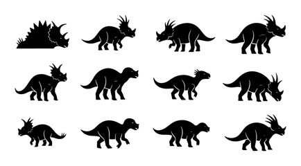 Dinosaur Silhouettes Collection, Prehistoric Creatures Vector Set, Jurassic Era Animals Iconography, Paleontology Graphics © Ayesha