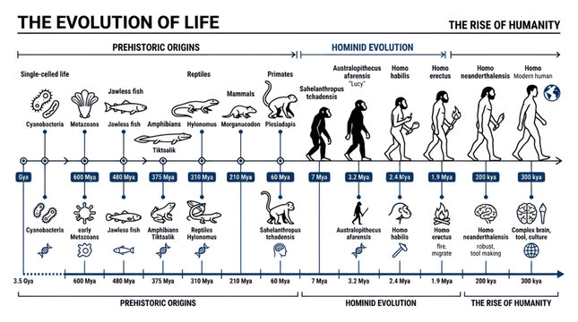 The Evolution of Life and Rise of Humanity Timeline