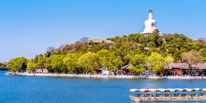Summer scenery of White Pagoda in Beihai Park, Beijing, China