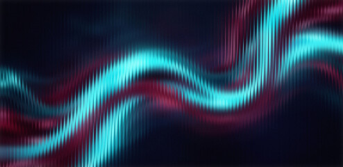 A vibrant abstract image featuring wavy lines of blue and red hues on a dark background © Safdarali