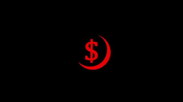 Red circle transforms into dollar mark. a circle symbolizing currency, finance, and wealth.