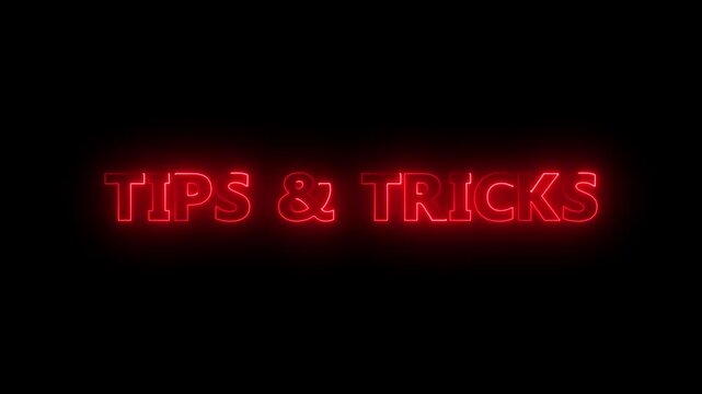 Tips and tricks text neon animation.tips and tricks to share a helpful learning message and spark a new idea.