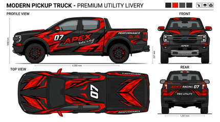 Modern Pickup Truck Vector Design with Premium Utility Livery Graphics © budi