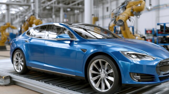 Automated vehicle manufacturing process factory floor 3d render industrial environment close-up view innovation in technology