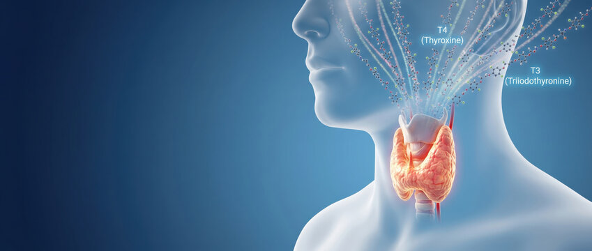 Thyroid hormone t3 hormone t4 hormone endocrine system metabolism concept medical anatomy illustration