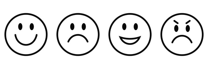 Hand Drawn Smiley Face Doodle Icon Set with Happy Sad Angry and Wink Emoji Expressions Vector  Collection © maxalamin09