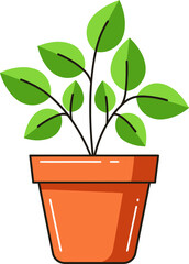 Fototapeta premium Plant grows steadily inside a simple terracotta pot to signify natural growth and indoor decoration.