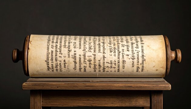 Unfurled ancient scroll with handwritten Greek philosophical text on aged parchment, a tangible link to classical learning