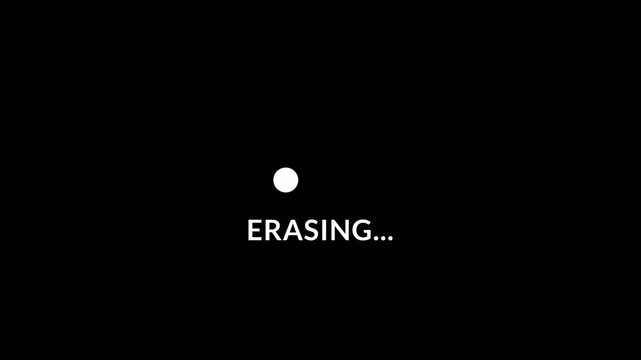 Privacy and data management UI showing erasing process status in 4k animation with alpha channel  on transparent background erasing animation 