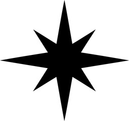 Fototapeta premium Star symbol with eight sharp points serves as a classic navigation or decorative graphic element.